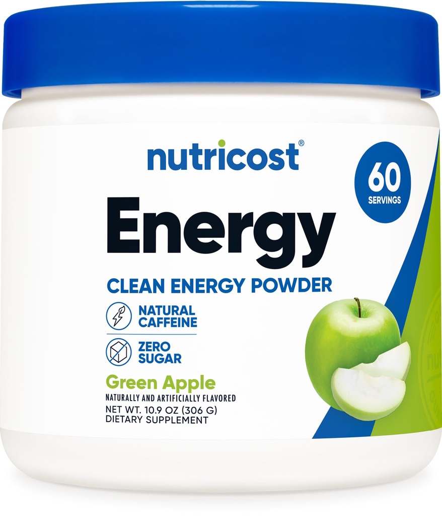 Nutricost Energy Complex (Green Apple) (60 Σερβιέτες) - Καθαρή Ενέργεια σε σκόνη, 300g Συμπλήρωμα διατροφής