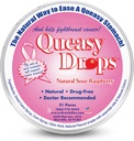 Üç Lollies Queasy Drops - Sour Raspberry Flavor - Seyahat Hastalığı ve Nausea Yardımı, Soothes Stomach & Kuru Mouth, Natural Malzemeler - 21 ctt