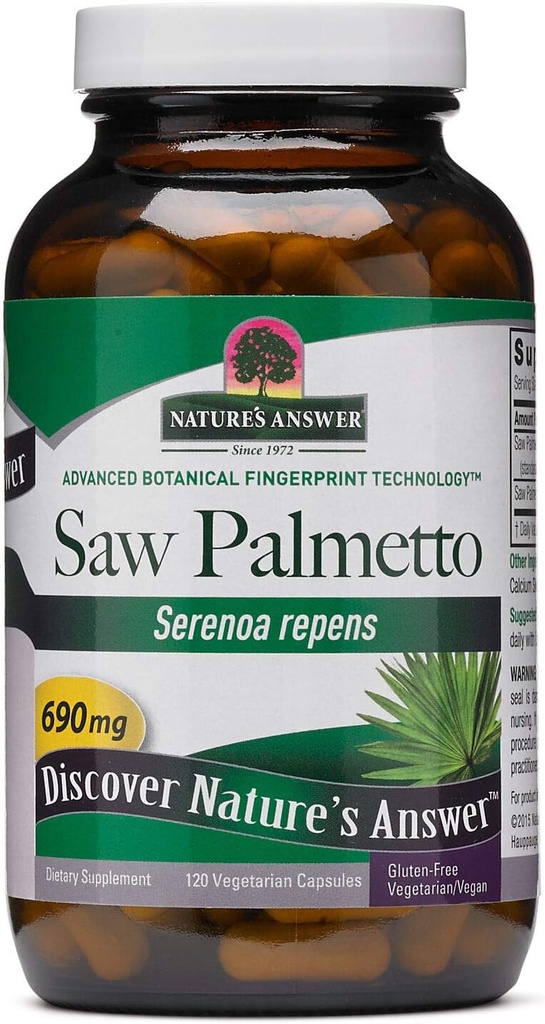 Nature's Answer Palmetto Prostate 690mg 120-Capsules Supplement | Prostate Support | Natural Urinary Tract Support | Saç Büyümesini Destek | Tek Parça