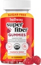 Yetişkinler için Bellway Super Fiber Gummies - Sugar Free Organic Fiber Supplement Gummies with 4g of Fiber per Service - Prebiyotik Chicory Root Fiber for Digestive Gut Health, Raspberry Lemon, 60 Count