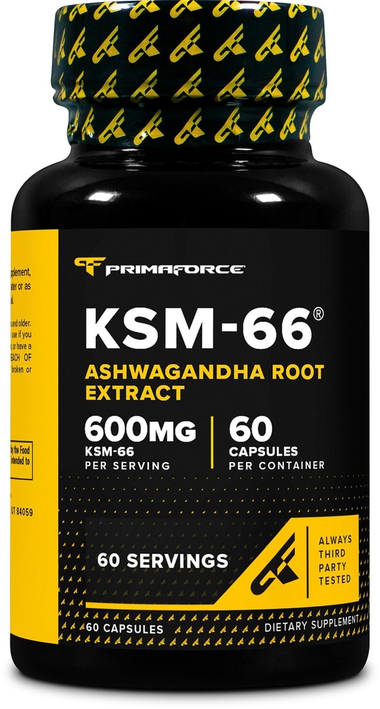 Primaforce KSM-66 Ashwagandha Root Extract (600 mg) 60 Veggie Capsules - BioPerine ile% 5