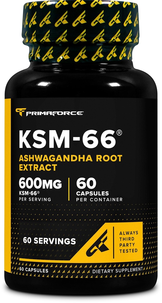 Primaforce KSM-66 Ashwagandha Root Extract (600 mg) 60 Veggie Capsules - BioPerine ile% 5
