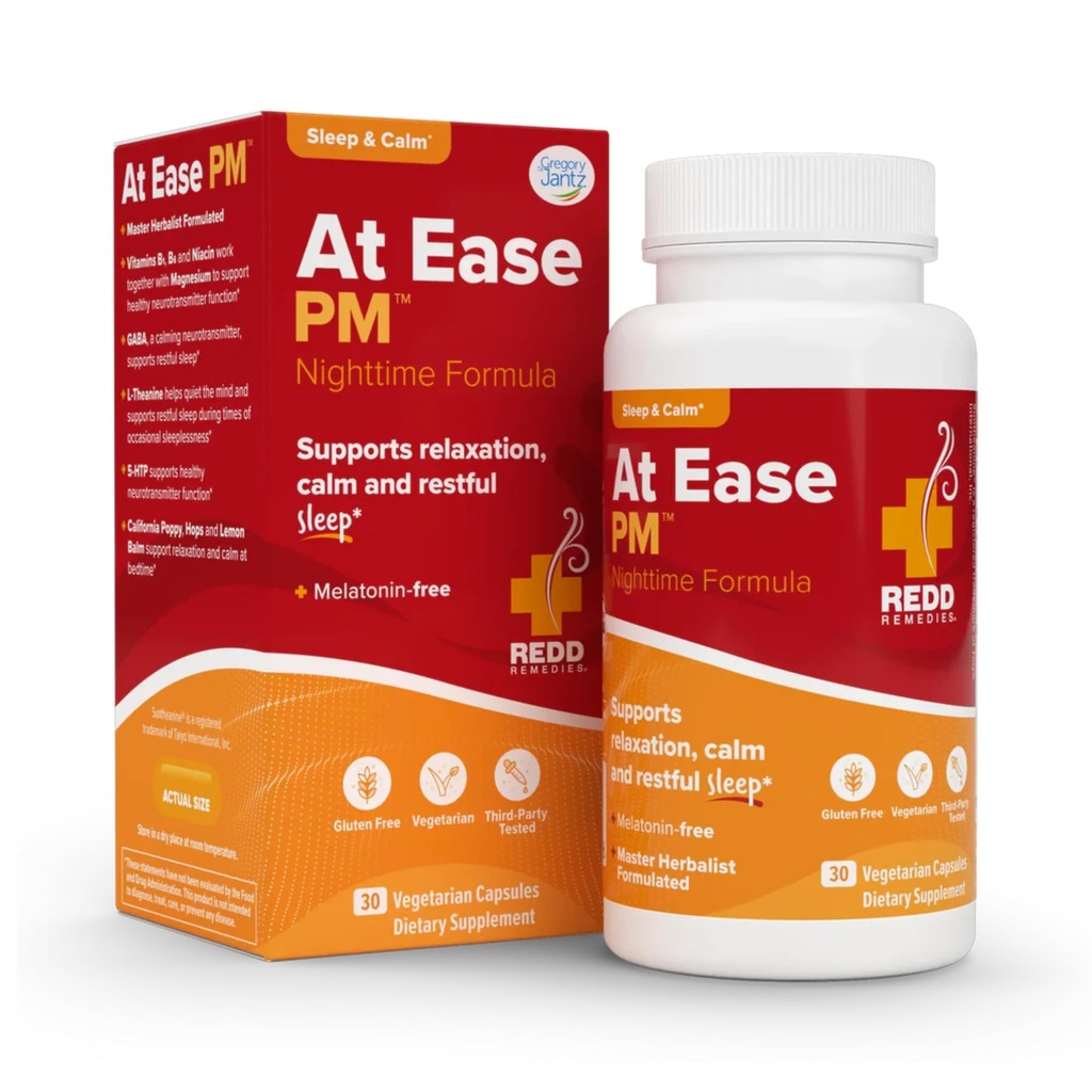 Redd Remedies, Ease PM, Natural Sleep Aid, Supports Relaxation, 30 Vegetarian Capsules
