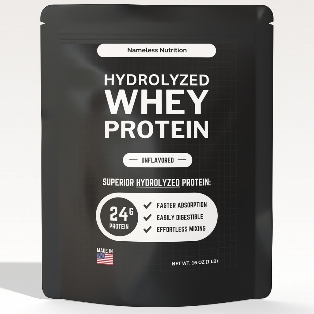 Hydrolyzed Whey Protein Powder - Άγευστο συμπύκνωμα πρωτεΐνης ορού γάλακτος Hydroslate, Plain Protein Powder - Χωρίς γλουτένη, 24g Protein per Service, 1 lb (Pack of 1)