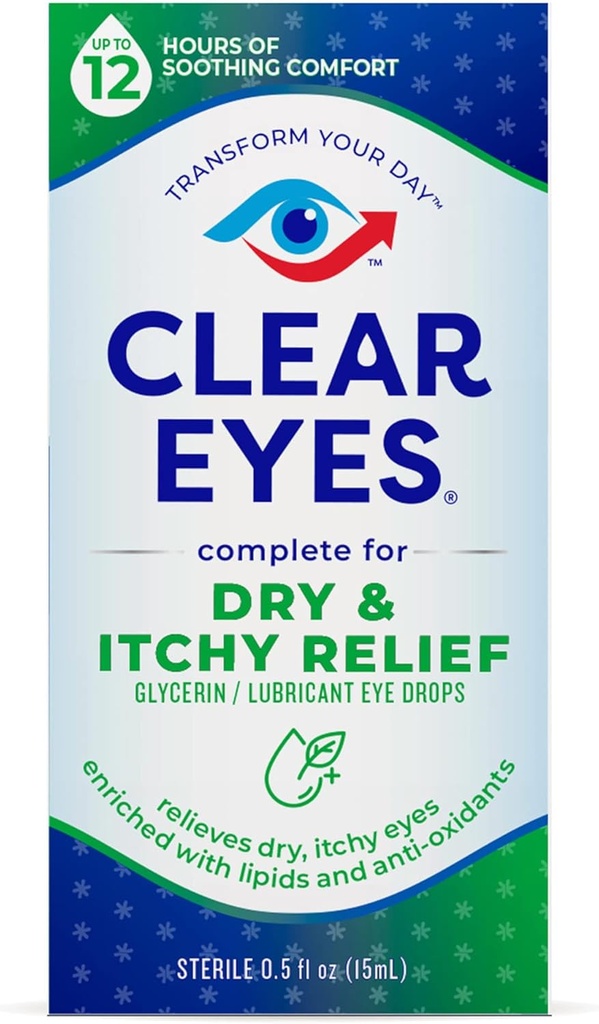 Clear Eyes Kuru & Itchy Eye Relief Eye Drops, 0,5 Fl Oz