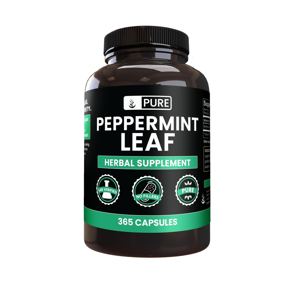 PURE ORIGINAL INGREDIENTS Peppermint Leaf (365 Capsules) No Magnesium Or Rice Fillers, Always Pure, Lab Verified