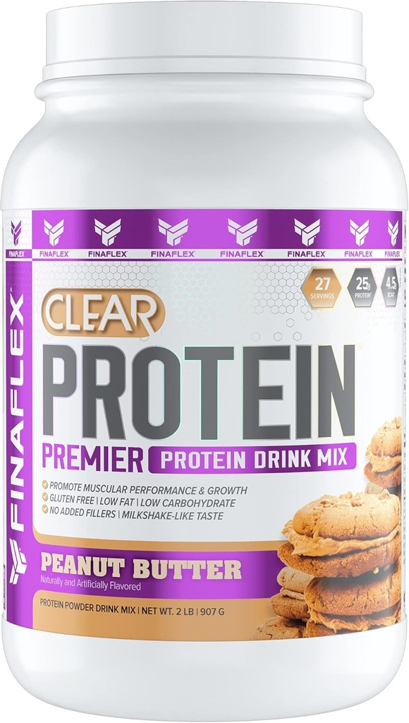 FINAFLEX Clear protein, Peanut Butter - 2 lb - Muscular Performans ve Büyümeyi Destekler - Sütshake-Like Taste - Low Carb, Low Fat & Gluten Free - 27 Hizmetler