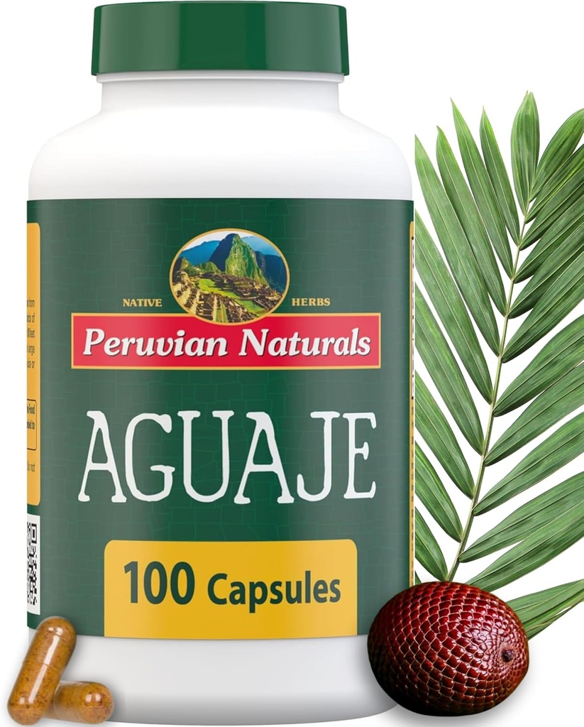 Peruvian Naturals Aguaje Capsules for Women 100 Pills - Natural Curves for Women Health Supplement, Güçlü Hormonlar Dengesi, Buriti Fruit, Non-GMO, Vegan