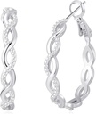 Senteria 925 Sterling Silver Earrings Hoops for Women Light Twisted Hoop Earrings With Cubic Zirconia Hipoallergenic Hoops Earrings (20/30/40/50 / 1941MM)