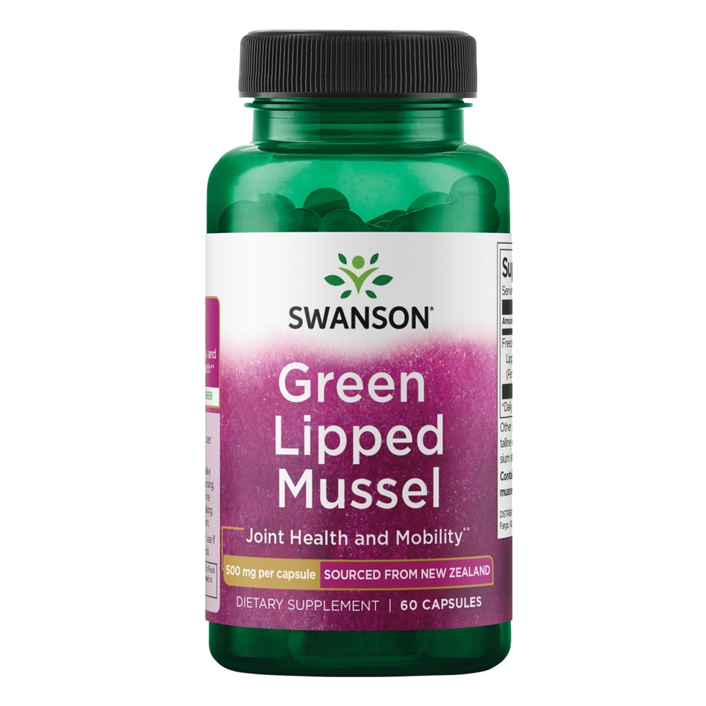 Swanson Green Lipped Mussel (Freeze-Dried) - Yeni Zelanda Ortak Sağlık ve Hareketli Tamam - Doğal Formula Kalp Sağlığı ve Digestive Function - (60 Capsules, 500 mg Her)