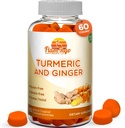 Turmeric Curcumin & Ginger Chewable Gummies for Yetişkinler and Children. Vegan Dostu, Kosher & Halal, Gluten Free, Non GMO. 60 Count