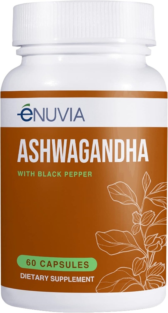 Ashwagandha Supplement - Natural Relief and Stamina Support to Help Ease Ger 60 Capsules Pure Root with Black Pepper Extract for Advancedd Abors Vegan, Made in ABD