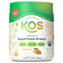 KOS Organic Superfood Greens Powder - Gut Health from Prebiotic Fiber, Supergreens and Adaptogens - USDA Certified Organic, Made in a GMP Certified Facility - 28 Services Mango