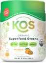 KOS Organic Superfood Greens Powder - Gut Health from Prebiotic Fiber, Supergreens and Adaptogens - USDA Certified Organic, Made in a GMP Certified Facility - 28 Servings Mango