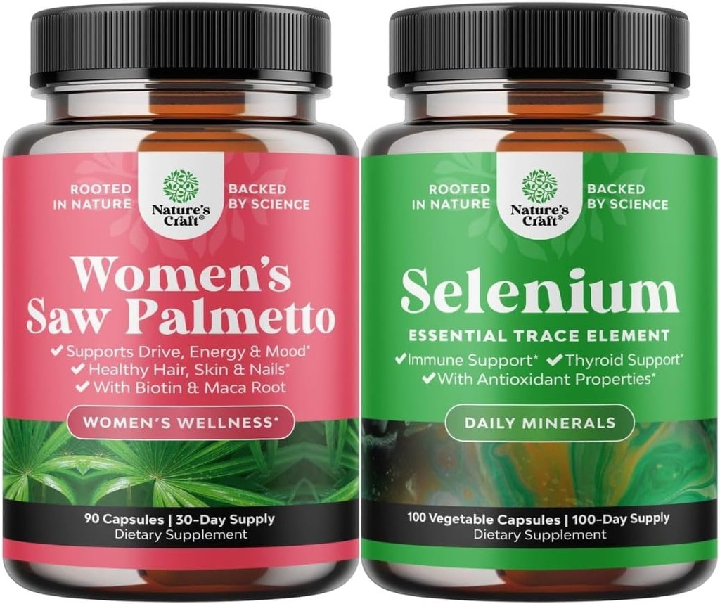 Kadınlar ve Pure Selenium için Ekstra Kuvvetli Saw Palmetto - Saç Kaybı için Saç Vitaminleri - Antioksi Supplement ve Natural Immune ATM