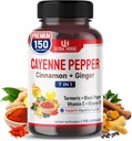 Cayenne Pepper 7 σε 1 - - με Ginger, Turmeric, Cinnamon, Black Pepper - προωθεί τη λειτουργία του συστήματος Digestive (προμήθεια 150 ημερών (πακέτο του 1))