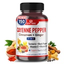 Cayenne Pepper 7 1 - Ginger, Turmeric, Cinnamon, Black Pepper - Digestive System Function (150-day Supply)