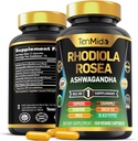 Rhodiola Rosea Supplement - 8in1 Formula - Ashwagandha, Turmeric, Berberine, Maca, Chamomile, Green Tea ve Black Pepper - Nutrient Rich - 150 Vegan Capsules