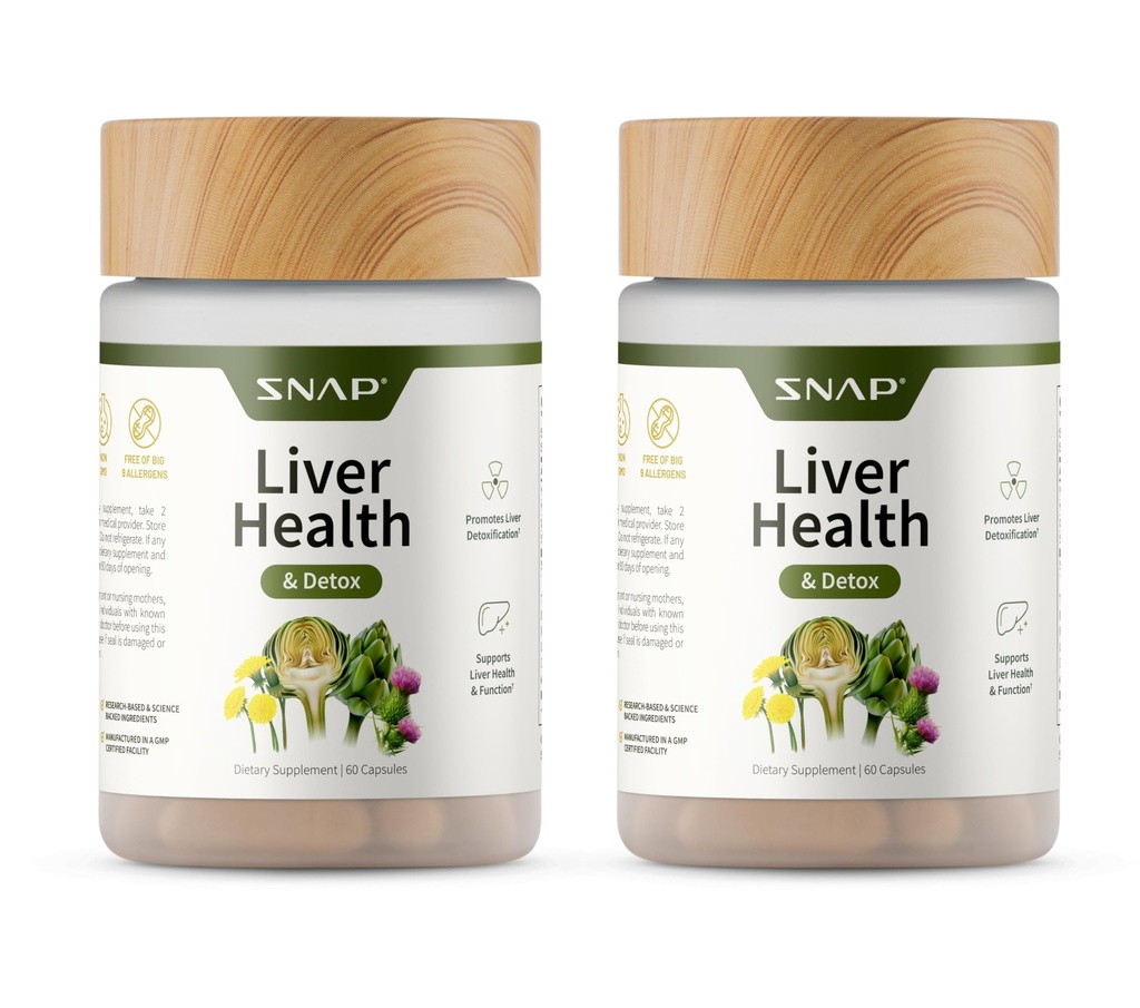 Snap Supplements Liver Health & Detox Supplement - Liver ve Digestive Health için Doğal Destek, 60 Vegetarian Capsules (2-Pack)