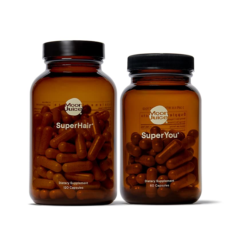 Moon Juice 1 SuperYou & 1 SuperHair | SuperYou Adaptogen Supplement for Calm & SuperHair Multivitamin Supplement for Healthier, Kuer Saç | Genel Saç Sağlığını Geliştirin