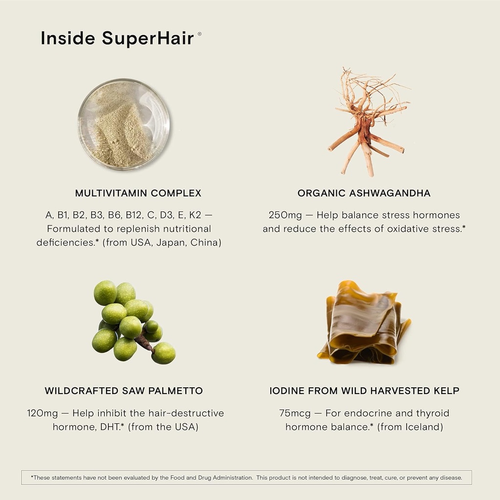 Moon Juice 1 SuperYou & 1 SuperHair | SuperYou Adaptogen Supplement for Calm & SuperHair Multivitamin Supplement for Healthier, Thicker Hair | Improve Overall Hair Health