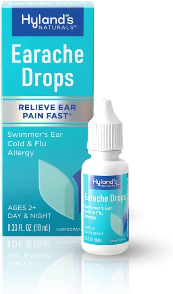 Hyland'ın Earache Drops, Natural Relief of Cold and Flu, White, 0.33 Fl Oz