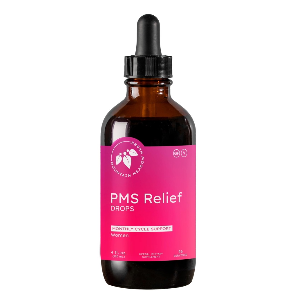 Mountain Meadow Herbs PMS Relief Drops | Sıvı Herbal Supplement for Menstrual period Discomfort | PMS Cramps, Mood Swings & Acne with Chaste Tree Berry (Vitex) & Wild Yam 4oz