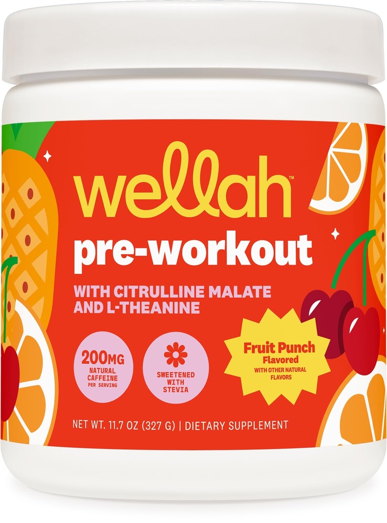 Wellah Get-Going Pre-Wortout Mix ποτό (Fruit Punch Γεύση, 30 υπηρεσίες)