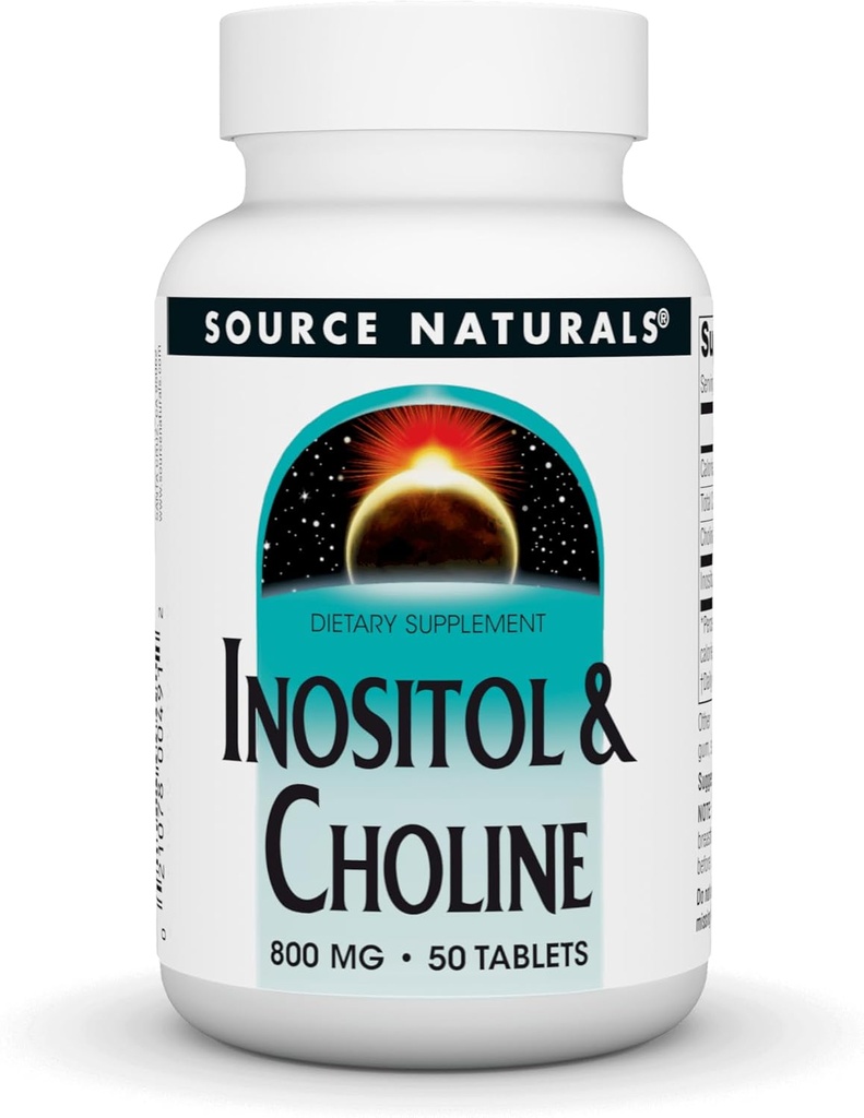 Source Naturals Ινοσιτόλη & Χολίνη 800 mg Υποστηρίζει Υγιεινή λειτουργία νεύρων - 50 δισκία