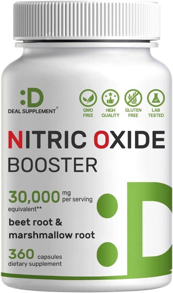 ΑΝΑΛΥΤΙΚΗ ΣΥΜΠΛΗΡΩΜΑ Αναμνηστικό Nitric Oxide 30.000mg Ισοδύναμο, 360 κάψουλες – Φυσική ρίζα τεύτλων & ρίζα Marshmallow Φυτική ανάμειξη – Προάγει τη ροή θρεπτικών ουσιών στους μυς & την καρδιά – Μη ΓΤΟ