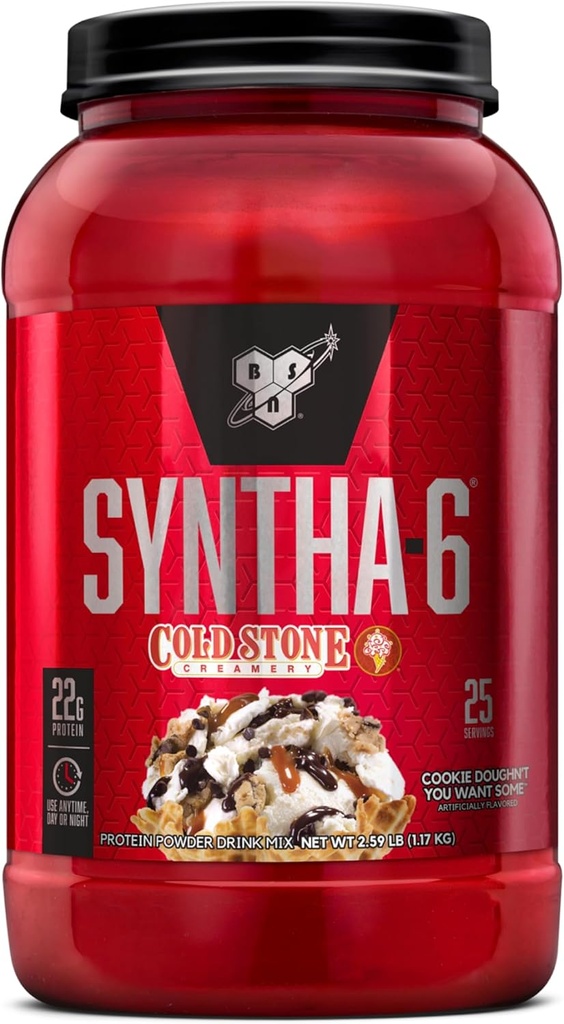 BSN Syntha-6 Whey Protein Powder, Creamery ψυχρής πέτρας- Cookie Doughn't You Want Some, Micellar Casein, Milk Protein Isolate Powder, 25 Servings