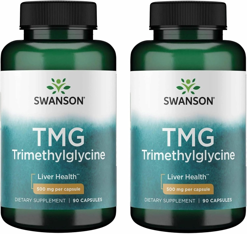 Swanson TMG Tri Metilglycine - Amino Asit Sağlıklı Yaşam Fonksiyonlar ve Kalp Sağlığı Desteği - (90 Capsules, 500 mg Her) (2 Pack)
