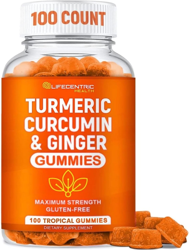 Yetişkinler ve Çocuklar için Turmeric Gummies | Max Strength Turmeric ve Ginger Supplement | Vegan Organik Doğal Turmeric Curcumin Gummies for General Health | Best Curcumin Supplement with Ginger