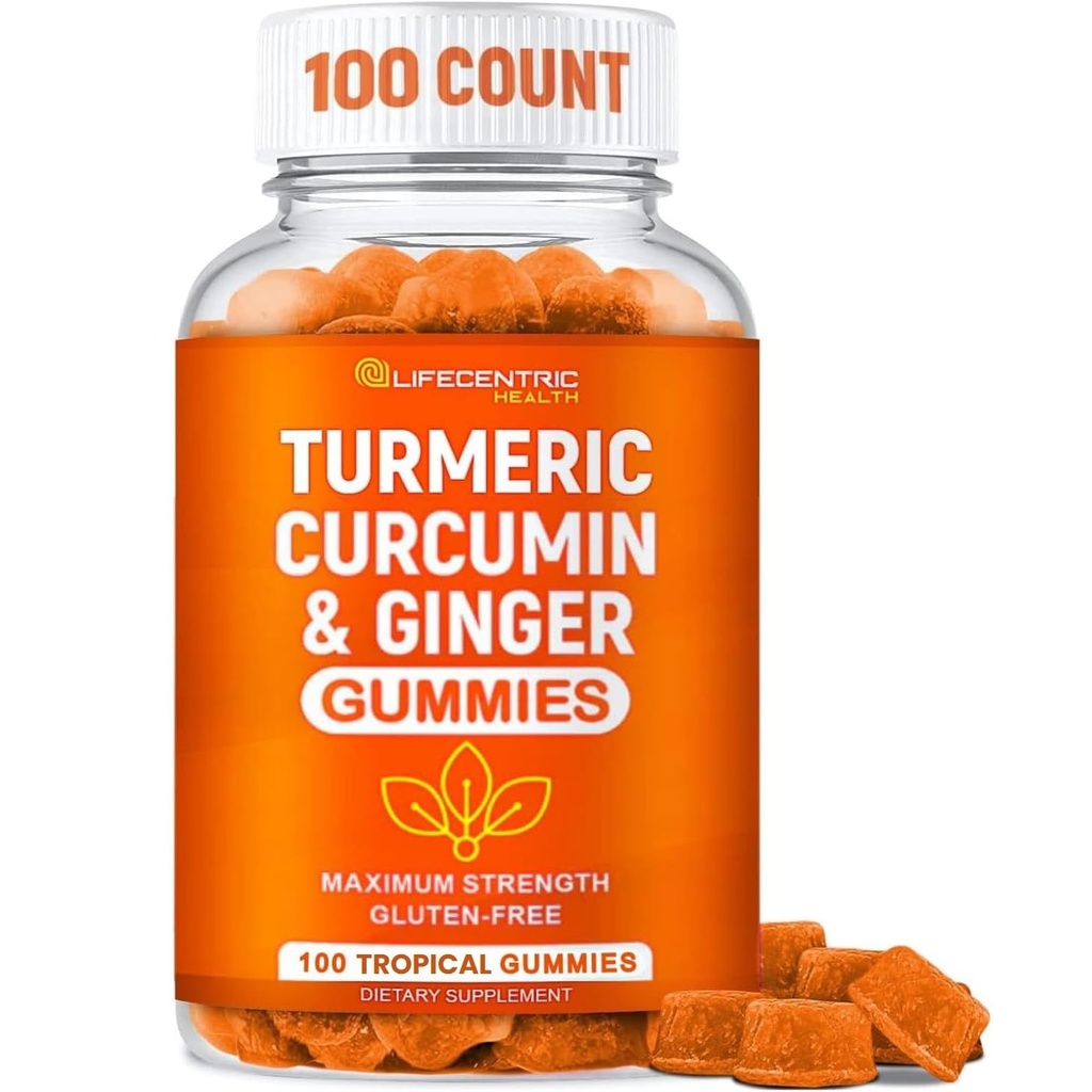 Yetişkinler ve Çocuklar için Turmeric Gummies | Max Strength Turmeric ve Ginger Supplement | Vegan Organik Doğal Turmeric Curcumin Gummies for General Health | Best Curcumin Supplement with Ginger