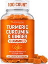 Yetişkinler ve Çocuklar için Turmeric Gummies | Max Strength Turmeric ve Ginger Supplement | Vegan Organik Doğal Turmeric Curcumin Gummies for General Health | Best Curcumin Supplement with Ginger