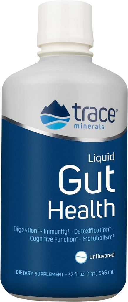 Trace Minerals Gut Health - Υποστήριξη για την οσφυϊκή επένδυση, Υγιεινή πέψη, λειτουργία ανοσοποιητικού συστήματος - Συμπλήρωμα για την υγεία με humic & Fulvic Acid - Unflaved, 32 fl oz (Σχετικά με 189 υπηρεσίες)