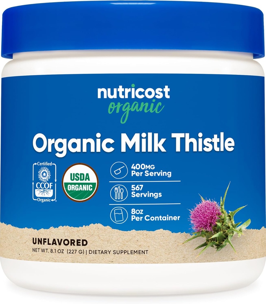 Nutricost Organic Milk Thistle (Silybum Marianum) 8 oz per Container (Unflavored) - Non-GMO, Gluten-Free-Free