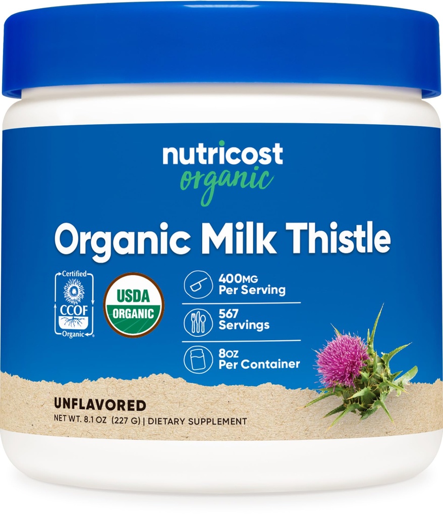 Nutricost Organic Milk Thistle (Silybum Marianum) 8 oz per Container (Unflavored) - Non-GMO, Gluten-Free-Free