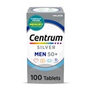 Centrum Silver Multivitamin για άνδρες 50 Plus, Multimineral συμπλήρωμα, βιταμίνη D3, Β-βιταμίνες και ψευδάργυρος, χωρίς γλουτένη, μη ΓΤΟ συστατικά, υποστηρίζει τη μνήμη και τη γνώση σε ηλικιωμένους ενήλικες - 100 Ct