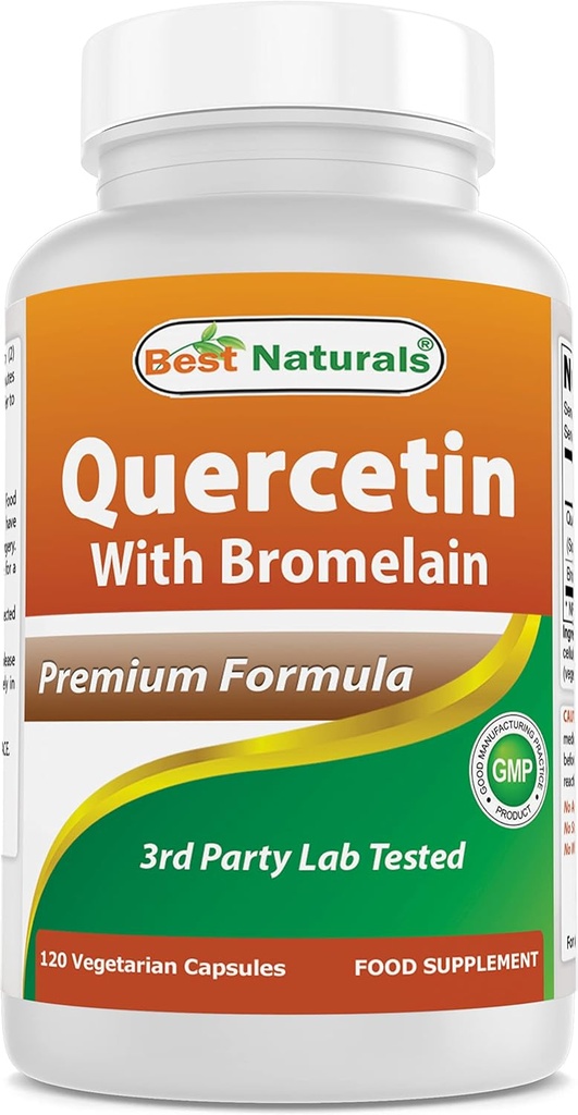 Bromelain Veggie Capsule ile En İyi Doğals Quercetin & 165 mg of Bromelain (2400 GDU/g) 120