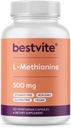 BESTVITE L-Methionine 500 mg (120 Vejetaryen Capsules) - No Stearates - Vegan - Non GMO - Gluten Free