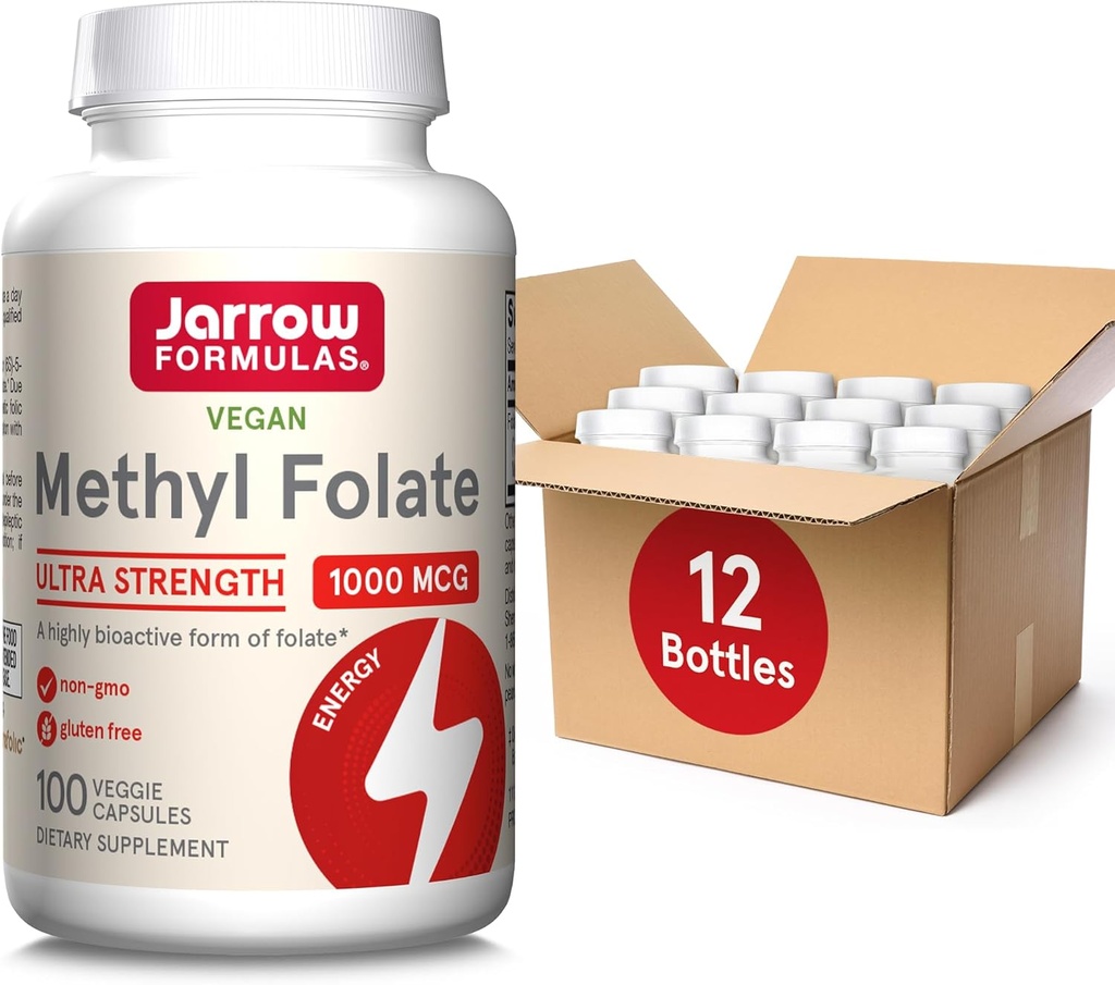 Jarrow Formulas Metil Folate 1000 mcg, Diyetsel Tamam, Hücre Enerji Desteği için Medeniyet, 100 Veggie Capsules, 100 Day Supply, (Pack of 12)