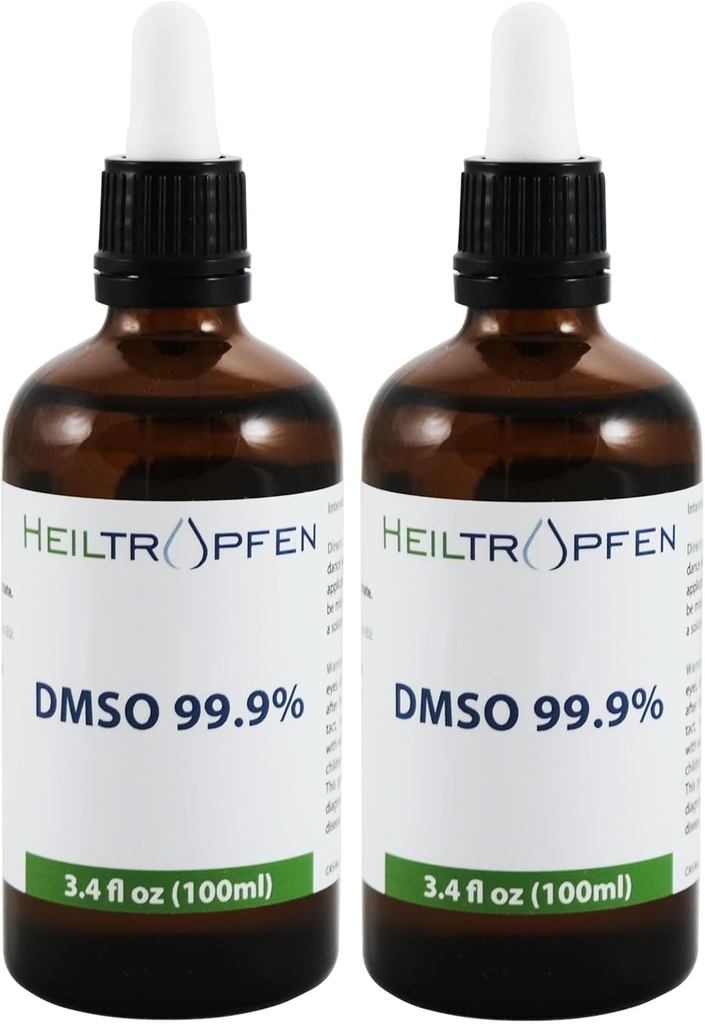 2X DMSO 99.9% Pharma derece malzemeler | Low koku - Dimetil Sulfoksit sıvı | 2X 3.4 Oz - 2X 100 ml | Yüksek saflık | İki seti | Heiltropfen®