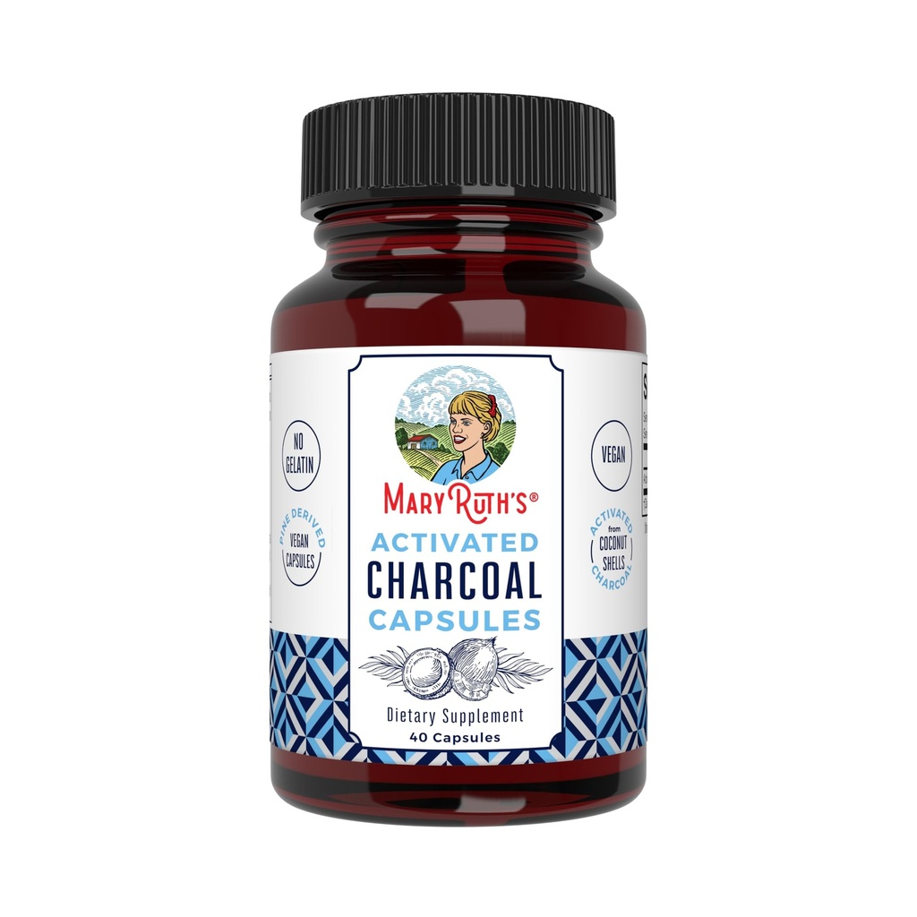 MaryRuth Organics Aktif Charcoal Capsules | Substance Adposition | Piramit Shells'den Türlü Türlü | Pine Trees | Non-GMO | Gluten Free | 40 Count