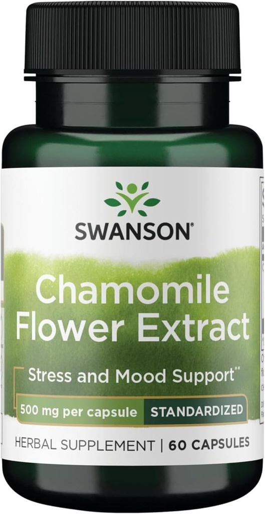 Swanson Chamomile Çiçeki 500 Milligram Standartlaştırıldı %1.2 Apigenin 6 mg başına Capsule 60 Capsules