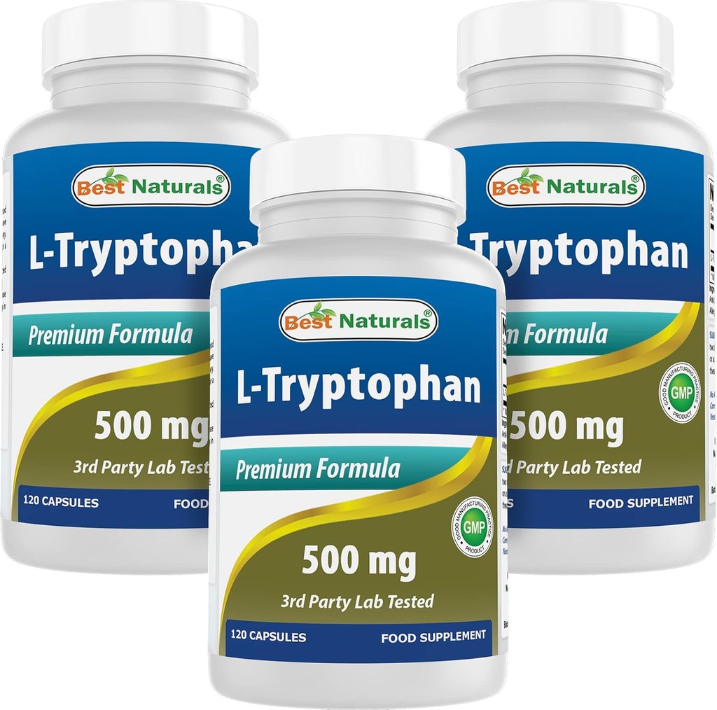 Best Naturals L-Tryptophan 500 mg 120 κάψουλες (120 Count (Pack of 3))