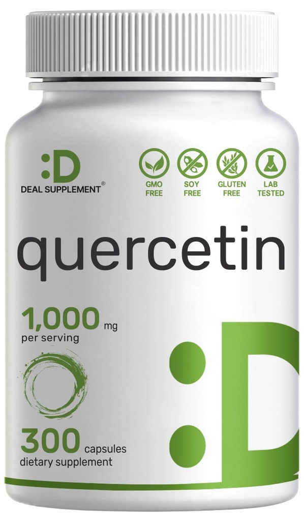 DEAL SUPPLEMENT Quercetin 1,000mg Per Serving, 300 Capsules – Healthy Immune Support Supplements, High Bioavailable Flavonoids, Natural Antioxidant – Non-GMO, Soy Free, No Gluten