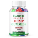Doğal Bliss Gummies - Resmi Formula - Doğal Bliss Hemp Gummies Premium Mix NaturalBliss Gummies 25mg Hemp Per Gummy, 1500 mg Hemp Per Şişe Gelişmiş Formula Hemp Türet Gummy (60 Gummies)