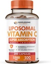 Allsome Wellness Liposomal Vitamin C Capsules (200 Pills 1500 mg Buffered) Yüksek Apsiyon, Immune System & Collagen Branson, Yüksek Dose Fat ► Immunity Support Ascorbici, Natural Vegan