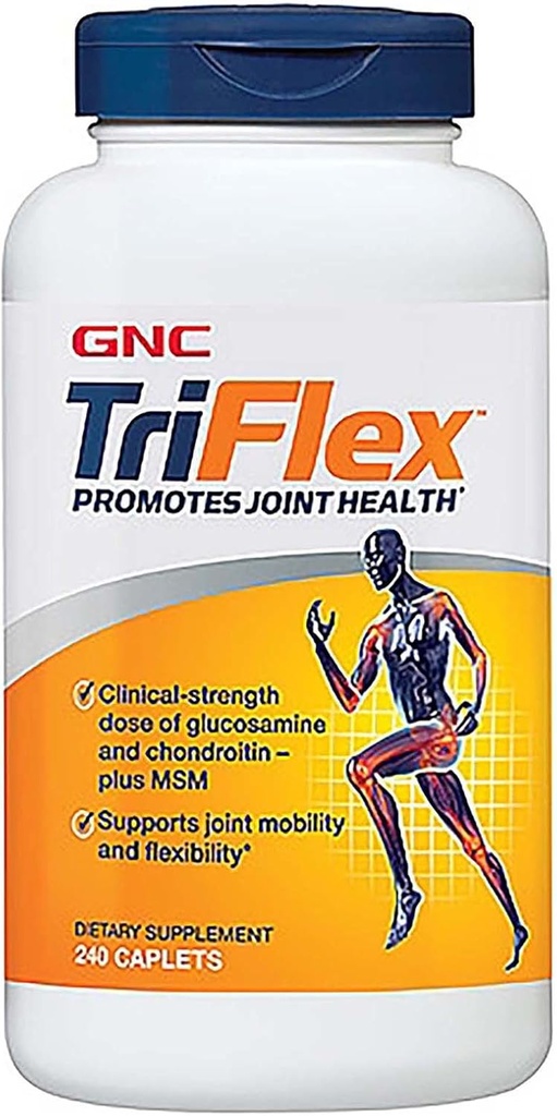 GNC TriFlex, Στοχευμένη Κοινή, Οστών & Cartilage Συμπλήρωμα Υγείας με Glucosamine Chondroitin & MSM, Κινητικότητα & Ευελιξία Υποστήριξης, 240 Caplets